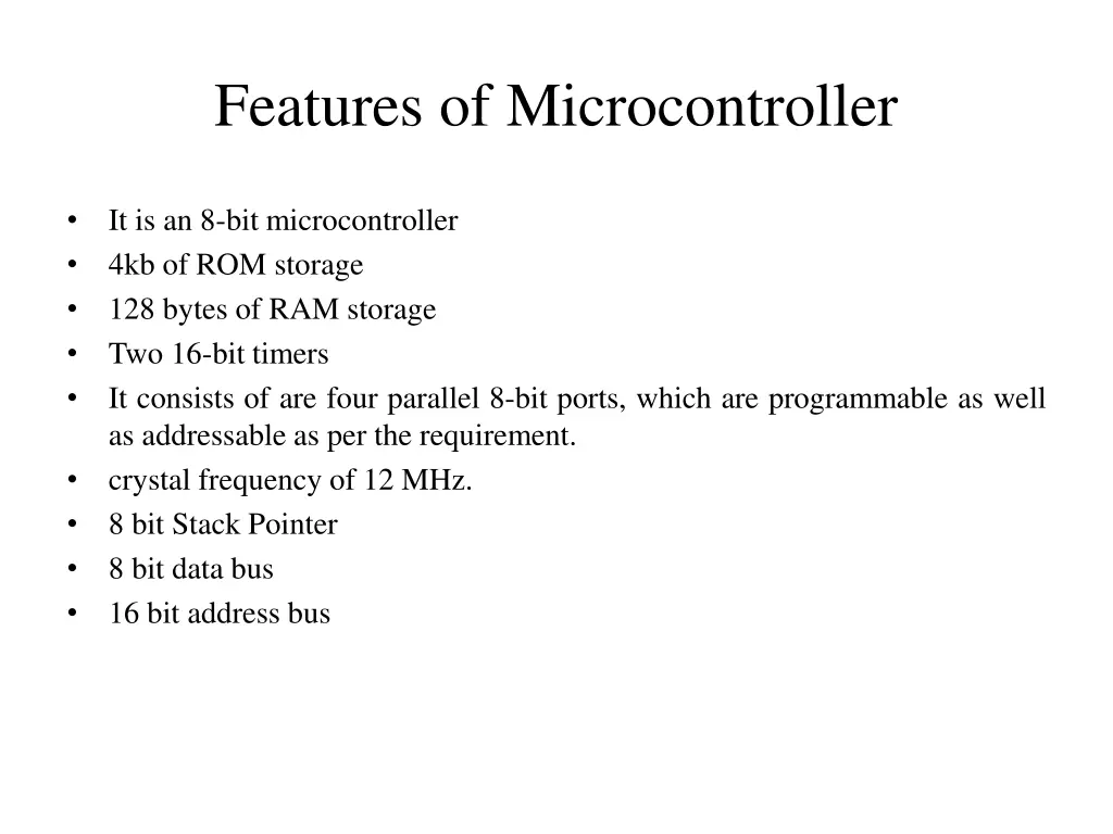 features of microcontroller