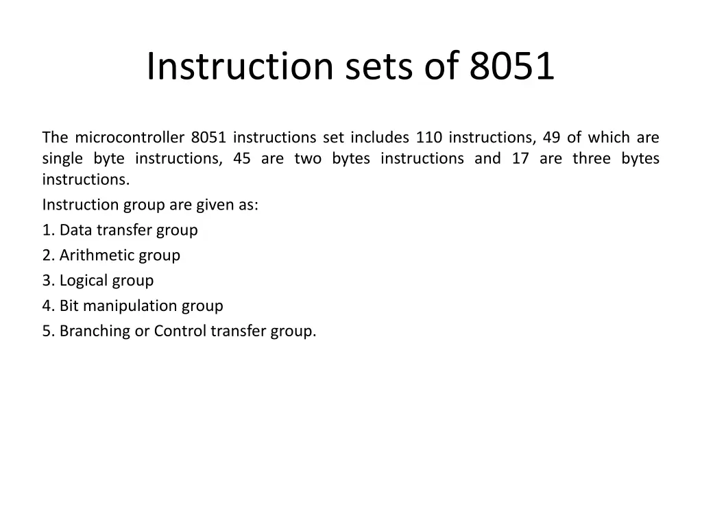 instruction sets of 8051