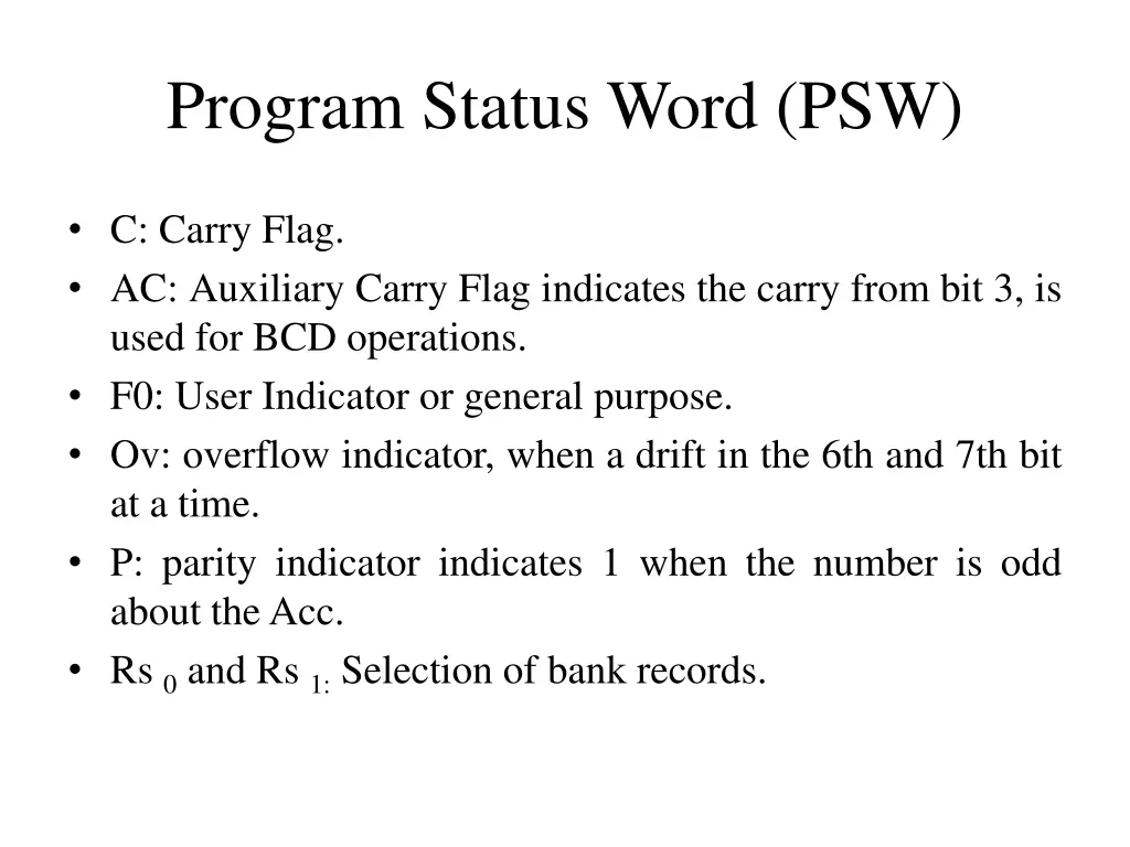 program status word psw 1