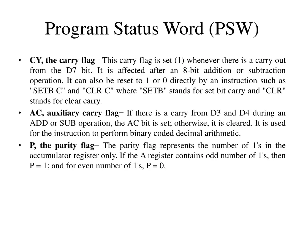 program status word psw 3