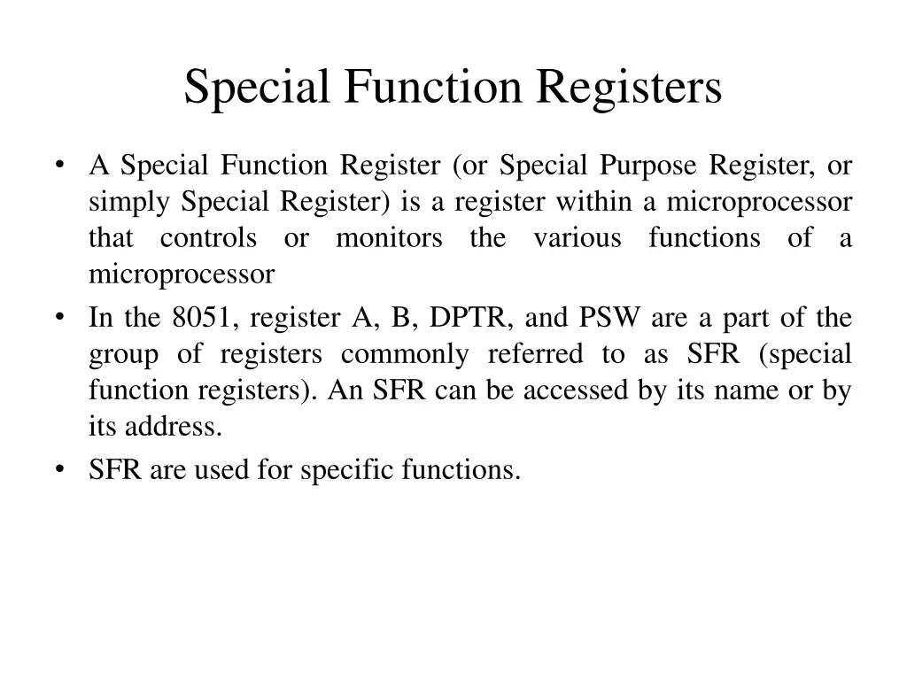 special function registers