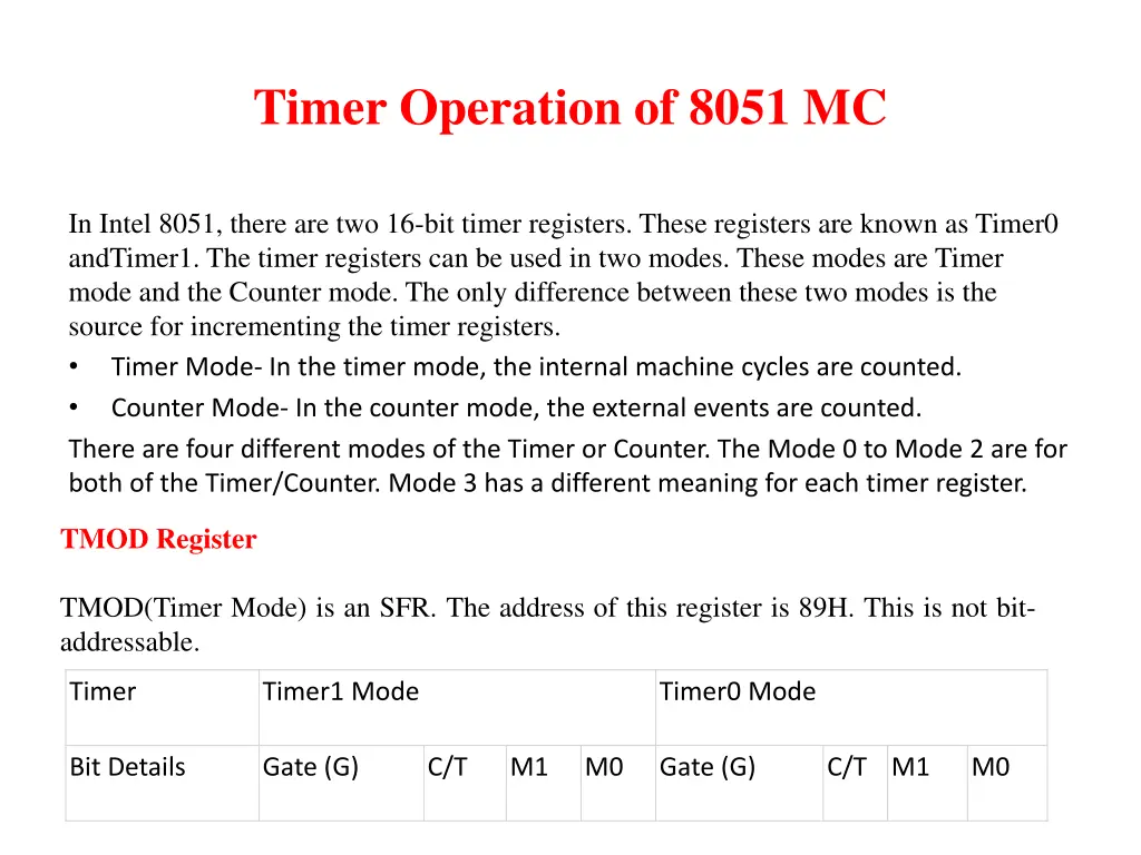 timer operation of 8051 mc