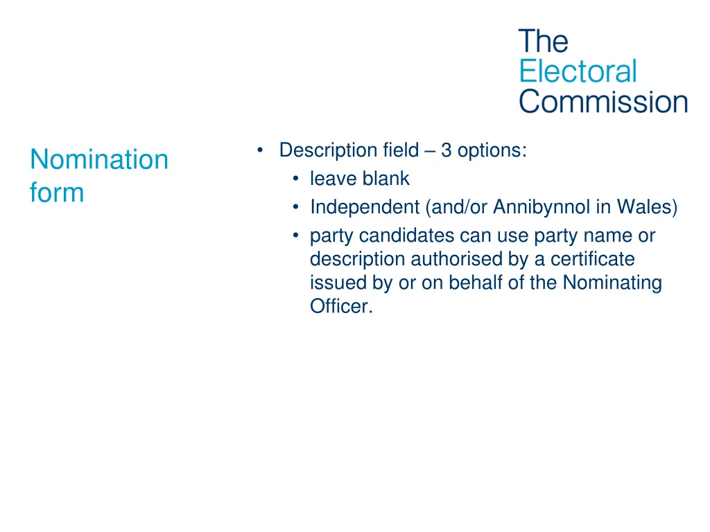 description field 3 options leave blank