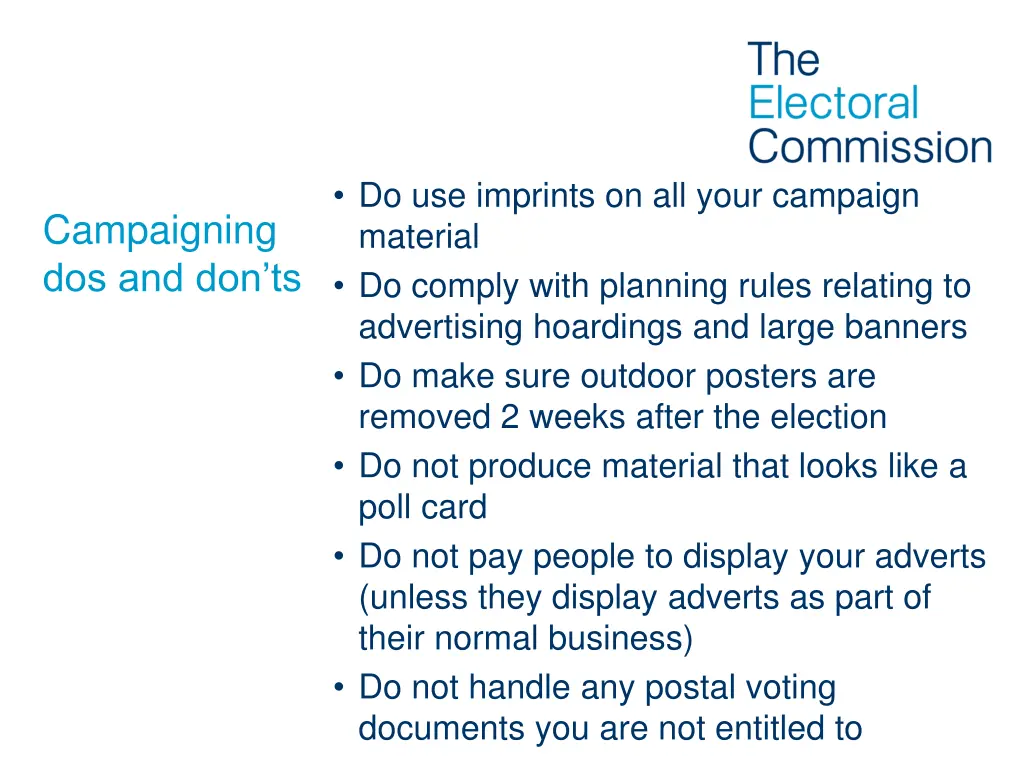 do use imprints on all your campaign material