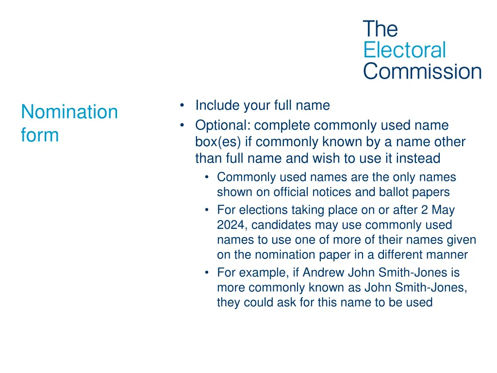 include your full name optional complete commonly