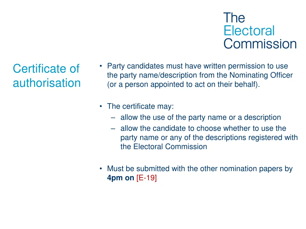 party candidates must have written permission