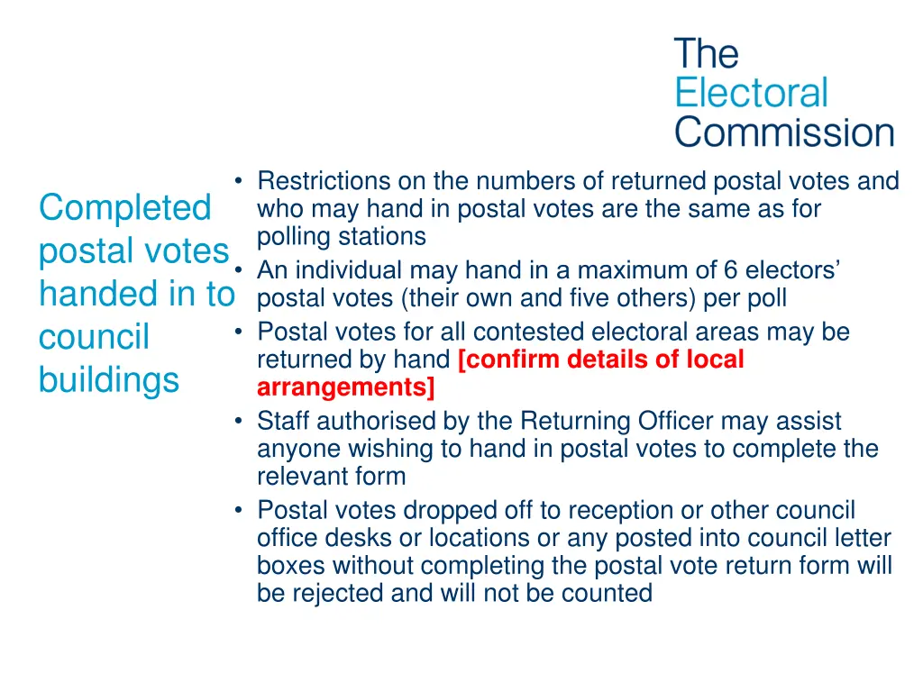 restrictions on the numbers of returned postal