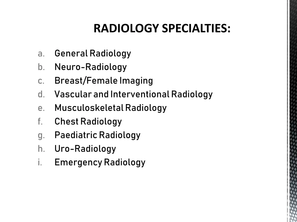 radiology specialties