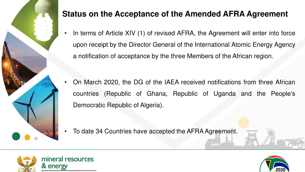 status on the acceptance of the amended afra