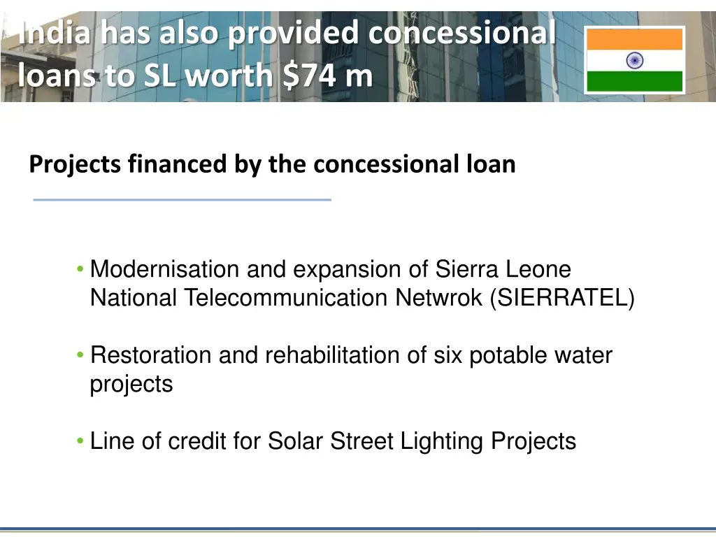 india has also provided concessional loans