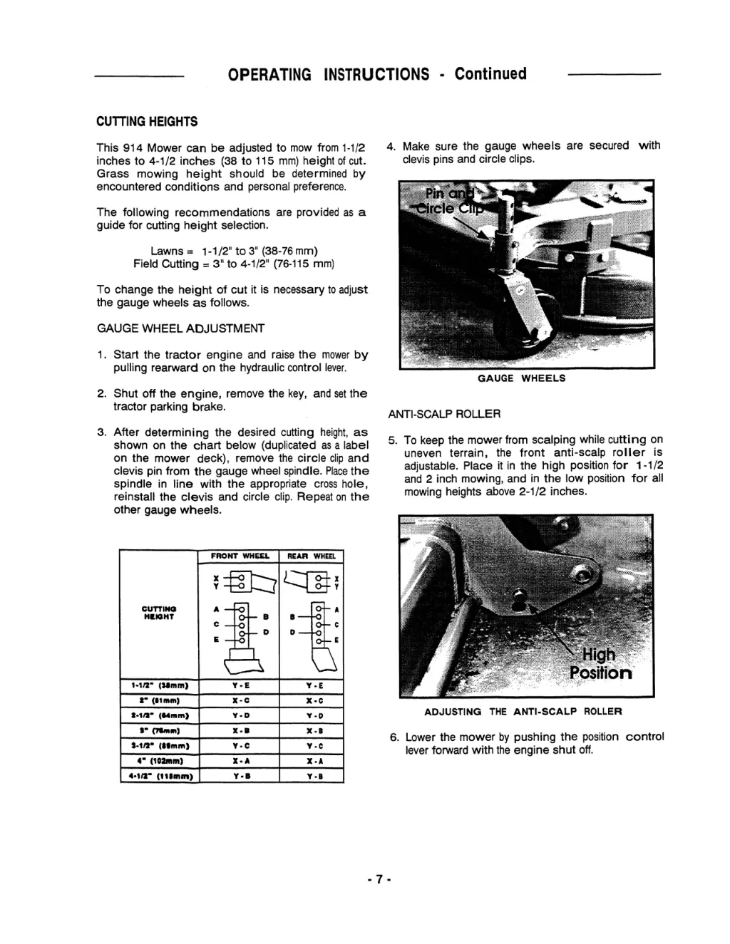 operating instructions continued