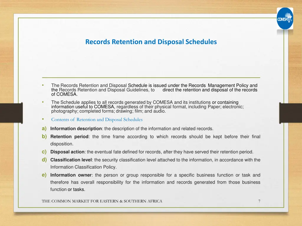 records retention and disposal schedules
