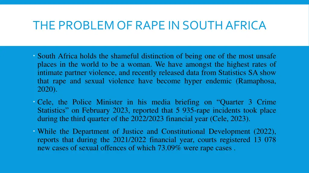 the problem of rape in south africa