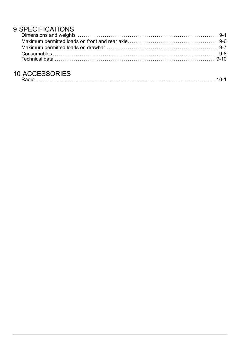 9 specifications dimensions and weights