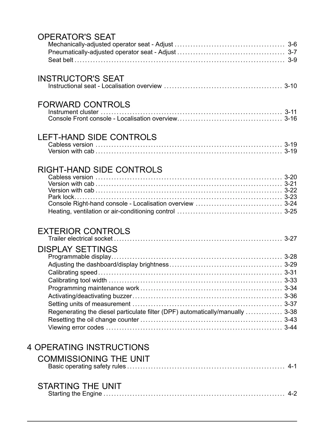 operator s seat mechanically adjusted operator