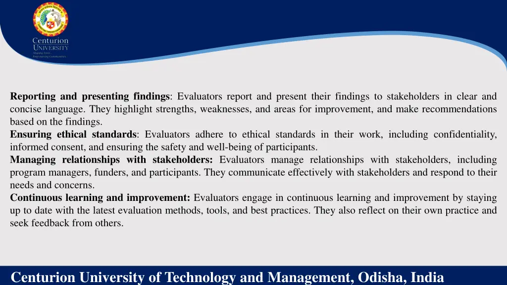 reporting and presenting findings evaluators