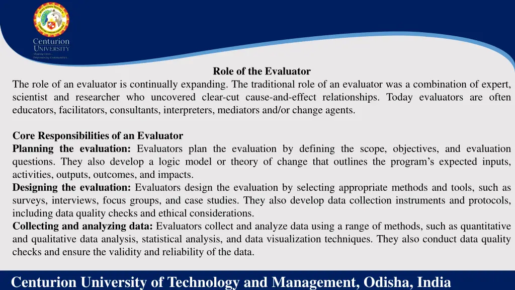 role of the evaluator