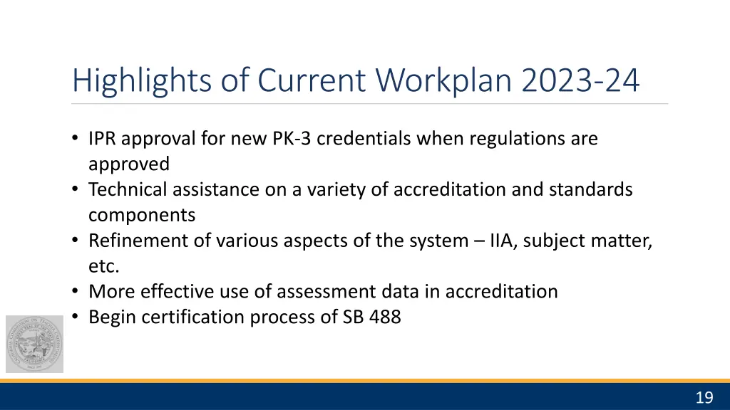 highlights of current workplan 2023 24 1