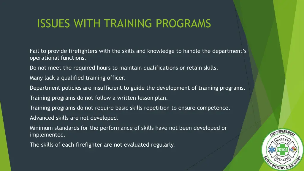 issues with training programs