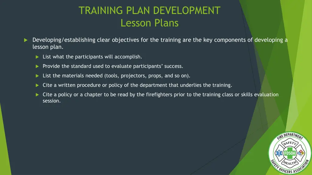 training plan development lesson plans 1