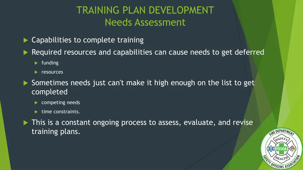 training plan development needs assessment 1