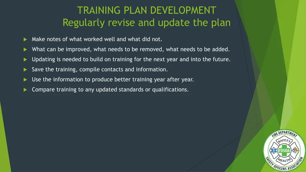 training plan development regularly revise