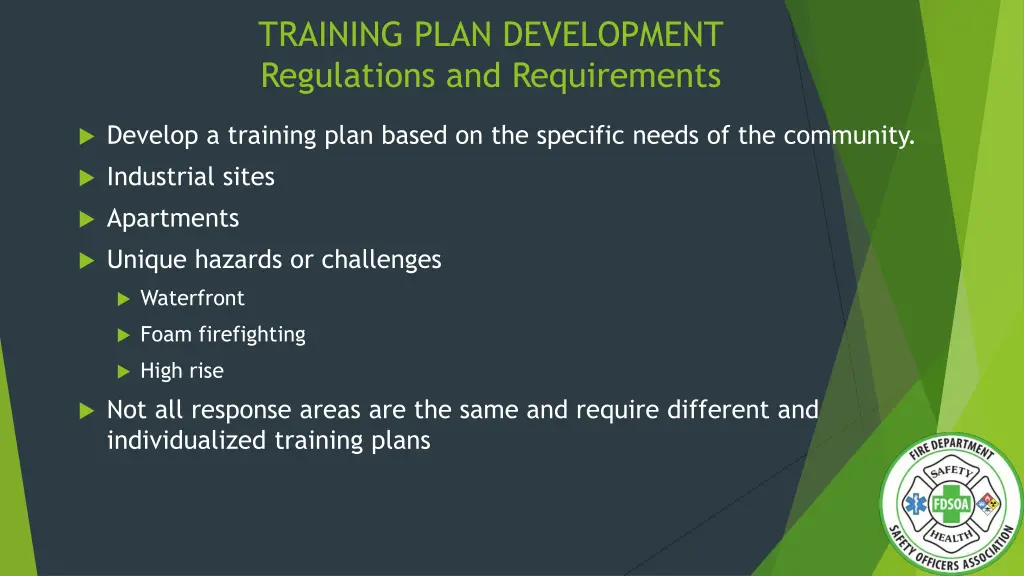 training plan development regulations 1