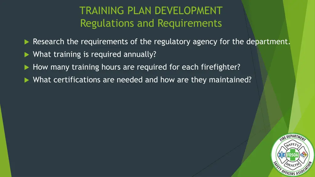 training plan development regulations