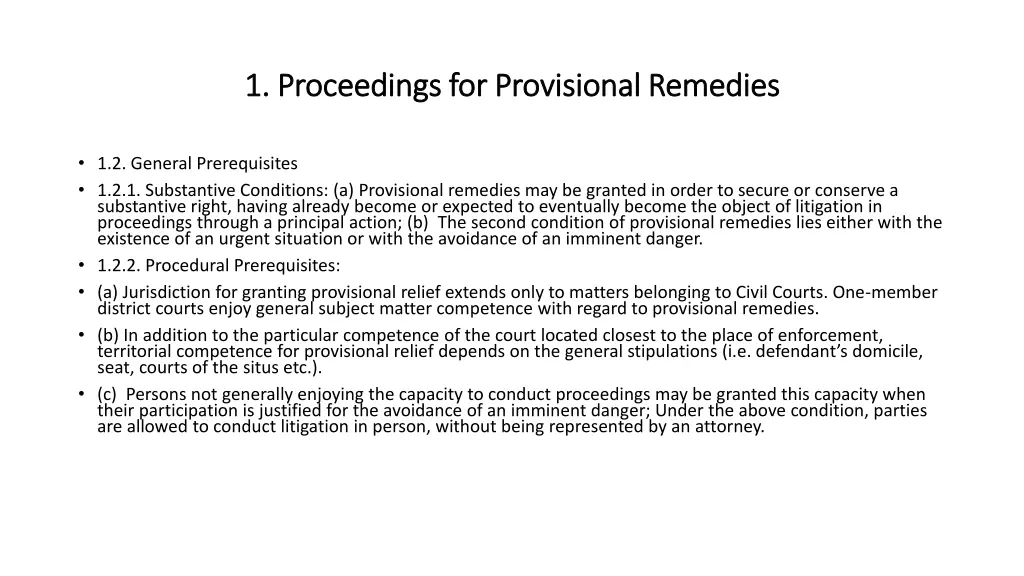 1 proceedings for provisional remedies 1