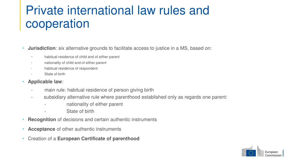 private international law rules and cooperation