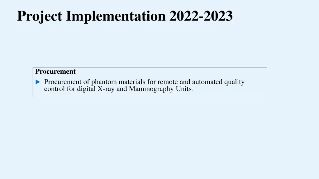 project implementation 2022 2023 2