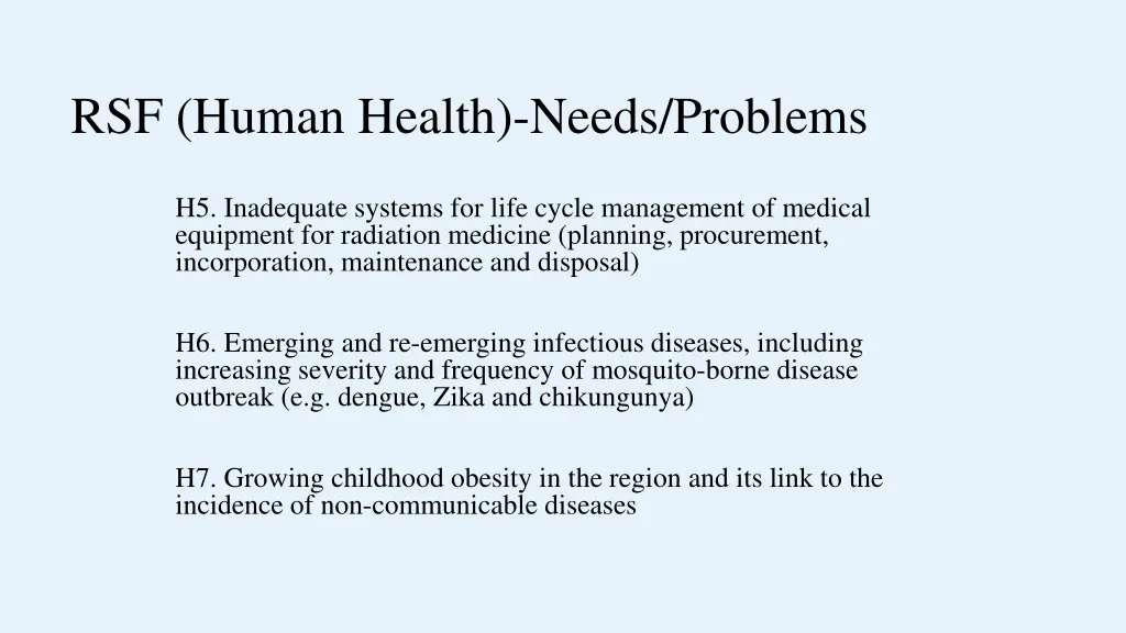 rsf human health needs problems 1