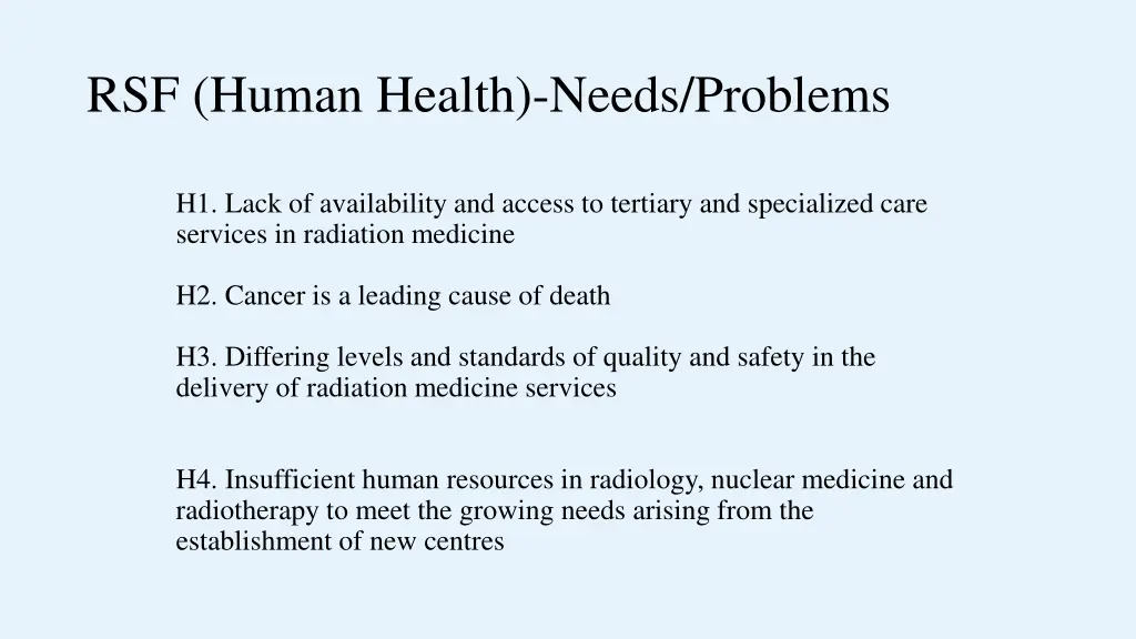 rsf human health needs problems