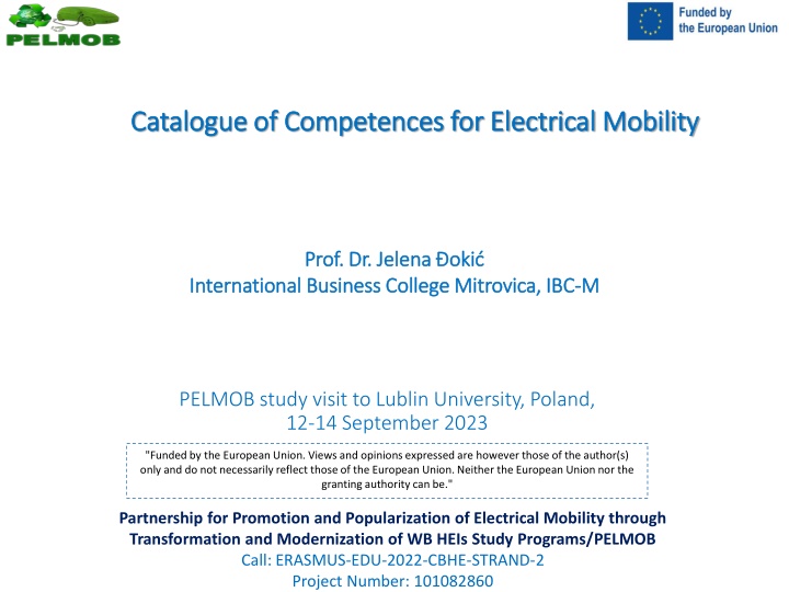 catalogue of competences for electrical mobility