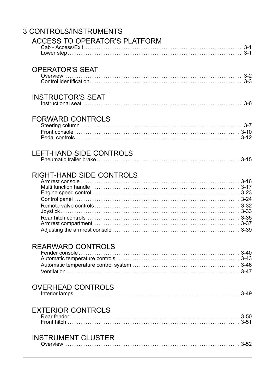 3 controls instruments access to operator