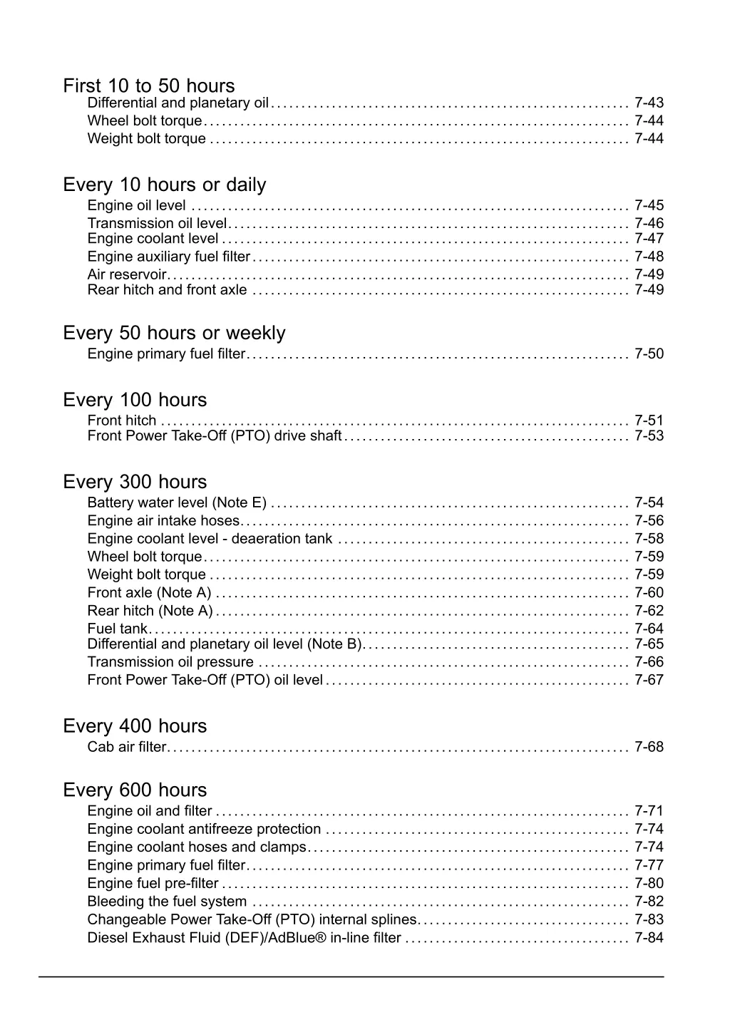 first 10 to 50 hours differential and planetary