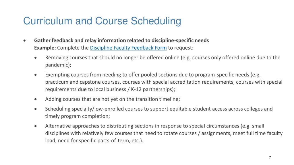 curriculum and course scheduling