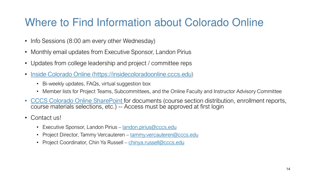 where to find information about colorado online