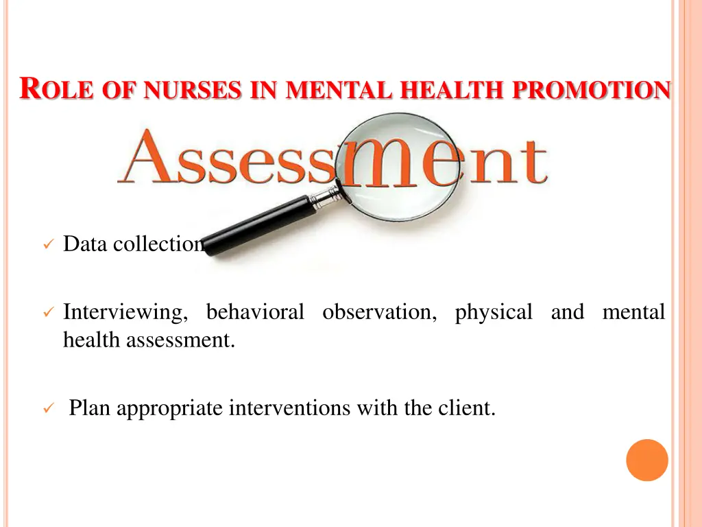 r ole of nurses in mental health promotion
