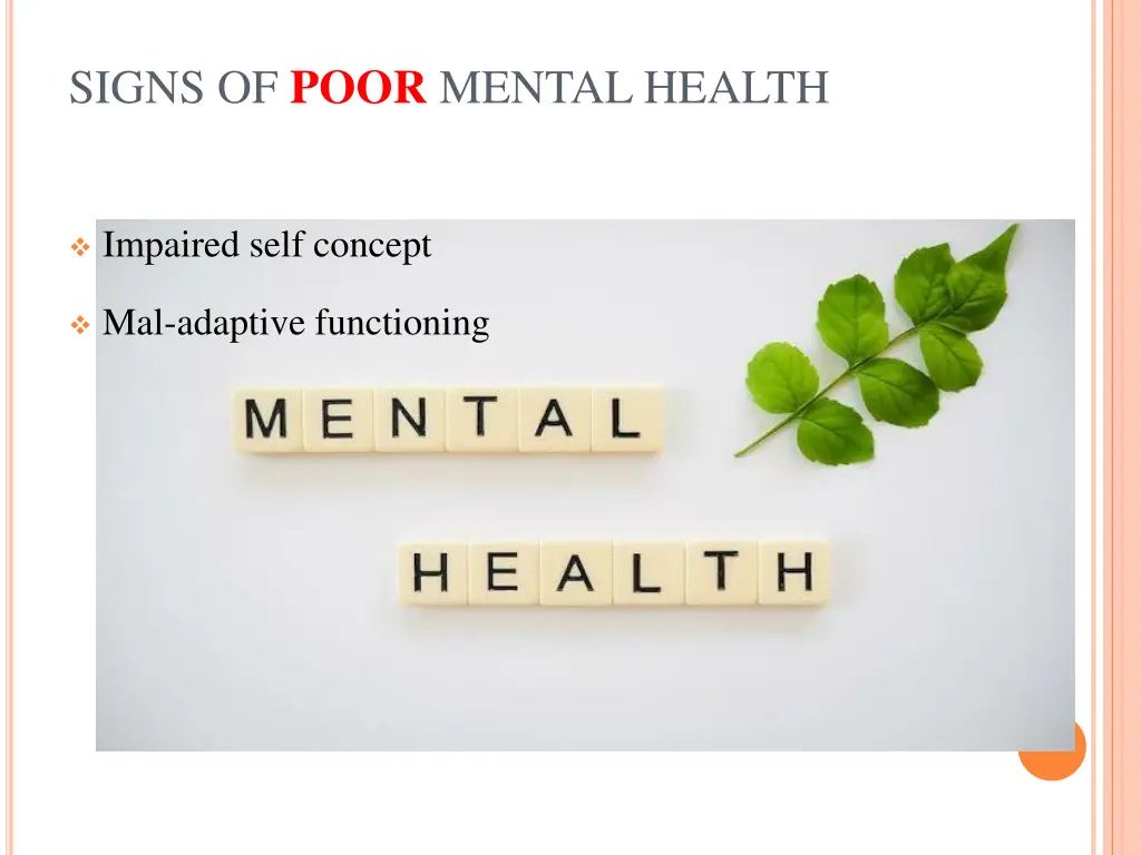 signs of poor mental health