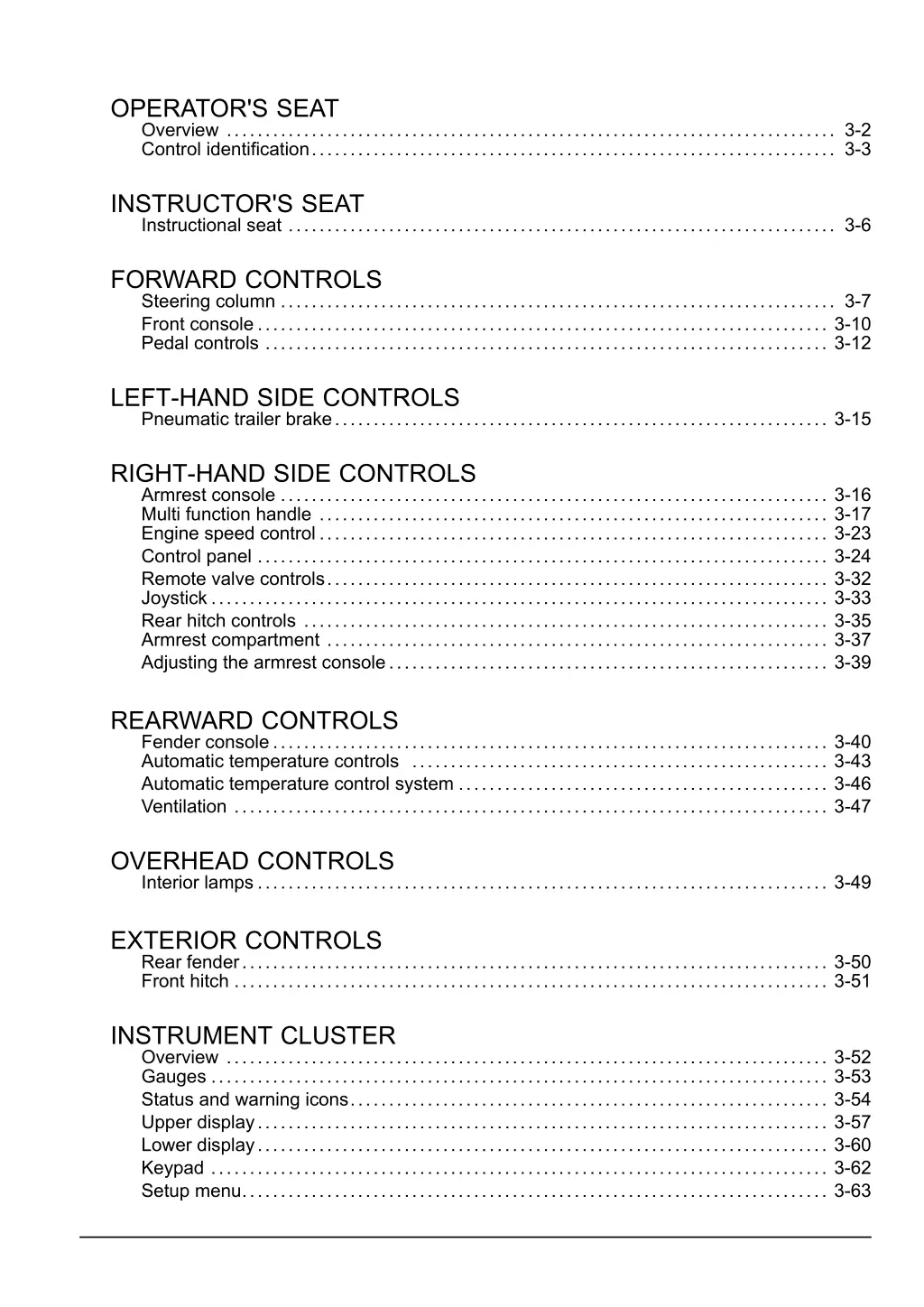 operator s seat overview 3 2 control