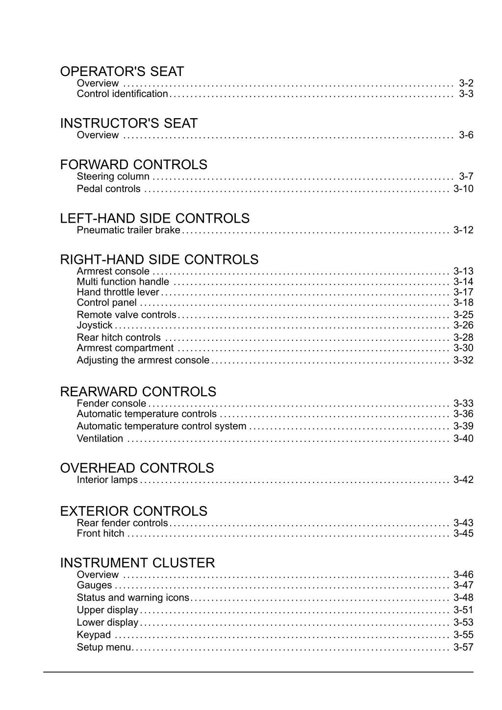 operator s seat overview 3 2 control