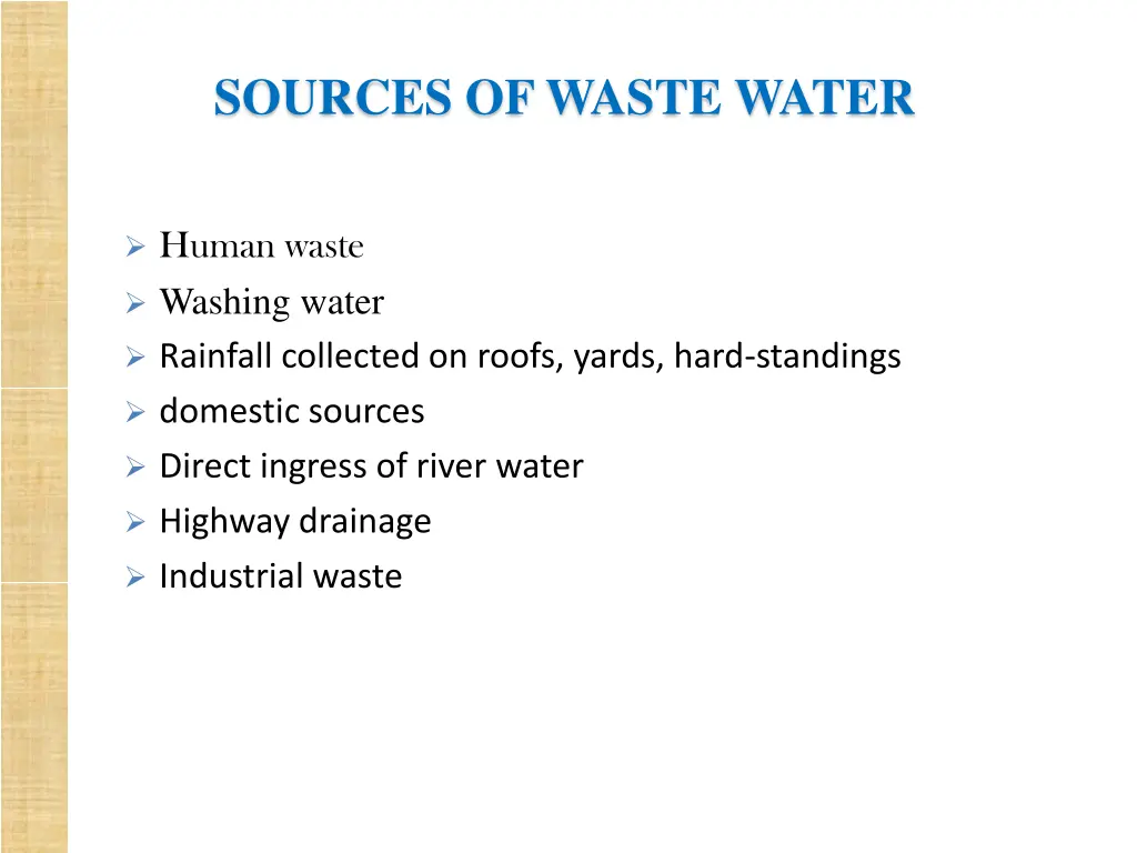 sources of waste water