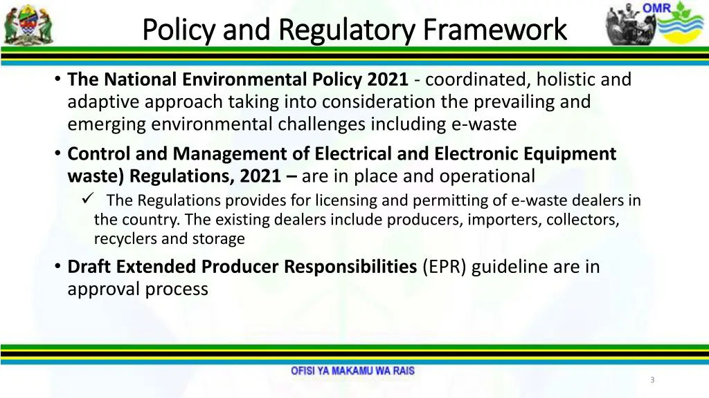 policy and regulatory framework policy