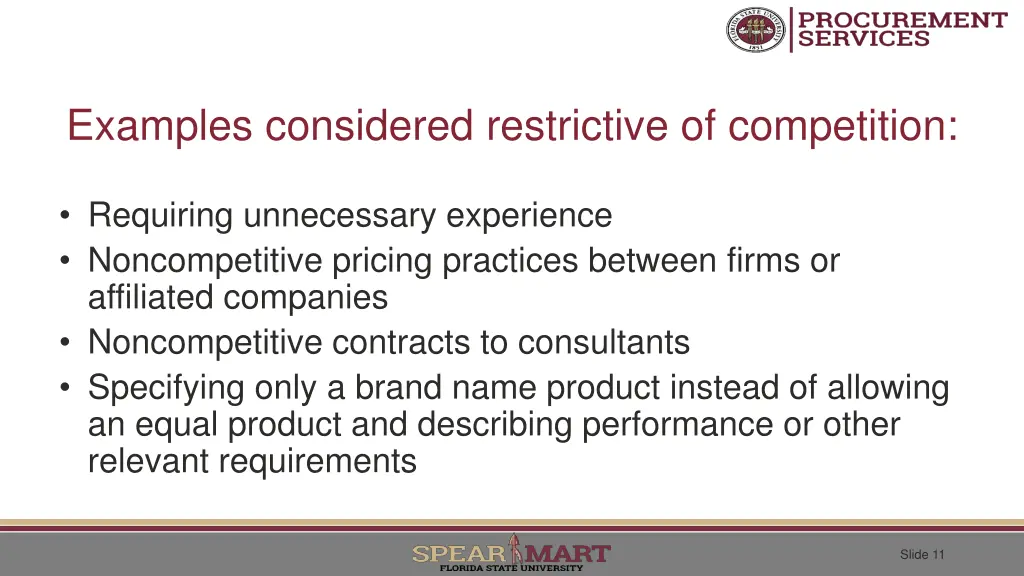 examples considered restrictive of competition