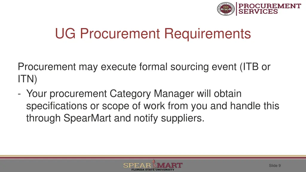 ug procurement requirements
