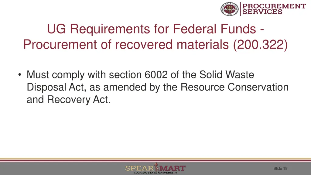 ug requirements for federal funds procurement