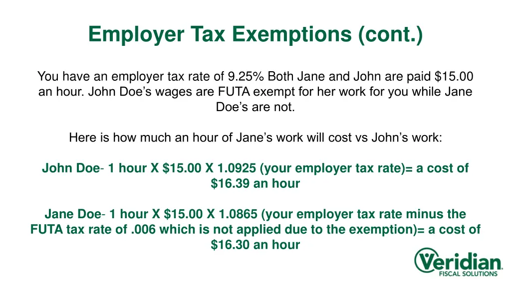 employer tax exemptions cont