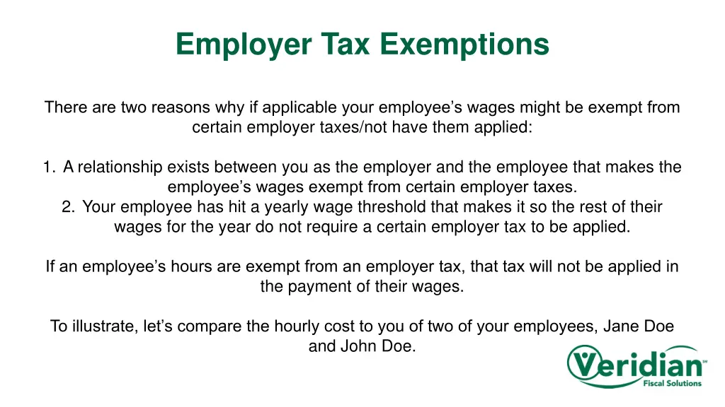 employer tax exemptions