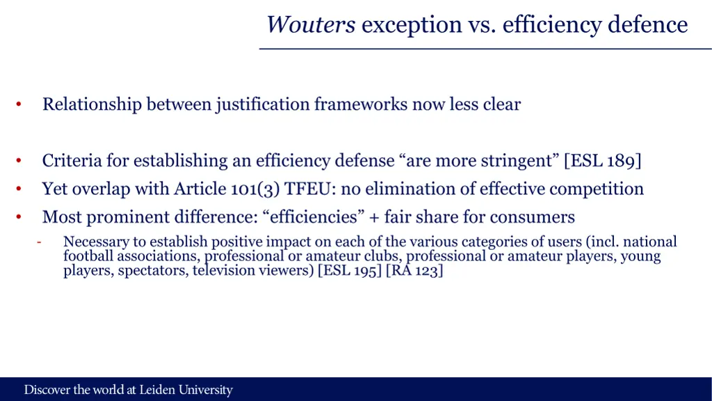 wouters exception vs efficiency defence